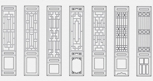 鄂伦春常用中式仿古花窗图案隔断设计图